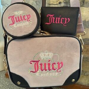 Juicy Couture Pink and Black Crossbody Bag Set